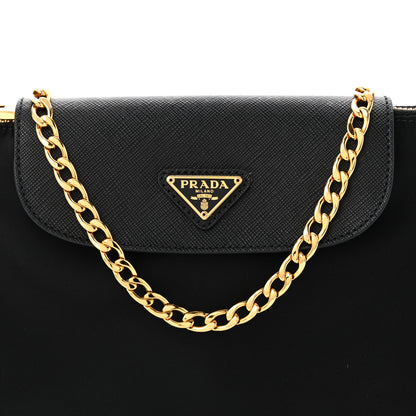 Prada Tessuto Nylon Saffiano Crossbody Bag Black 8 of 10