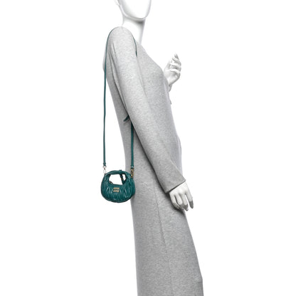 Miu Miu Nappa Matelasse Micro Wander Hobo Laguna 2 of 9