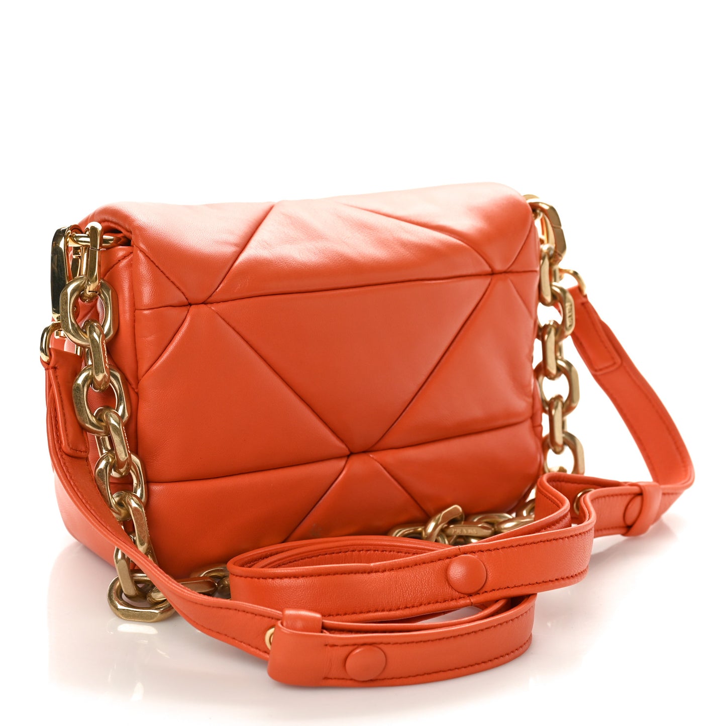 Nappa Metal Quilted Small Patchwork System Flap Bag Arancio