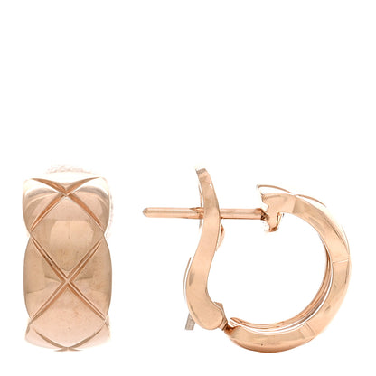 Chanel 18K Beige Gold Coco Crush Hoop Earrings 1 of 4
