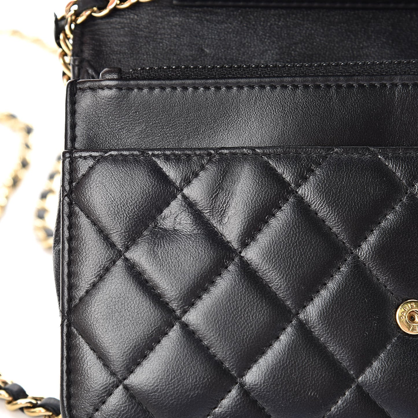 Lambskin Quilted Boy Wallet On Chain WOC Black