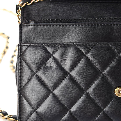 Chanel Lambskin Quilted Boy Wallet On Chain WOC Black 13 of 18