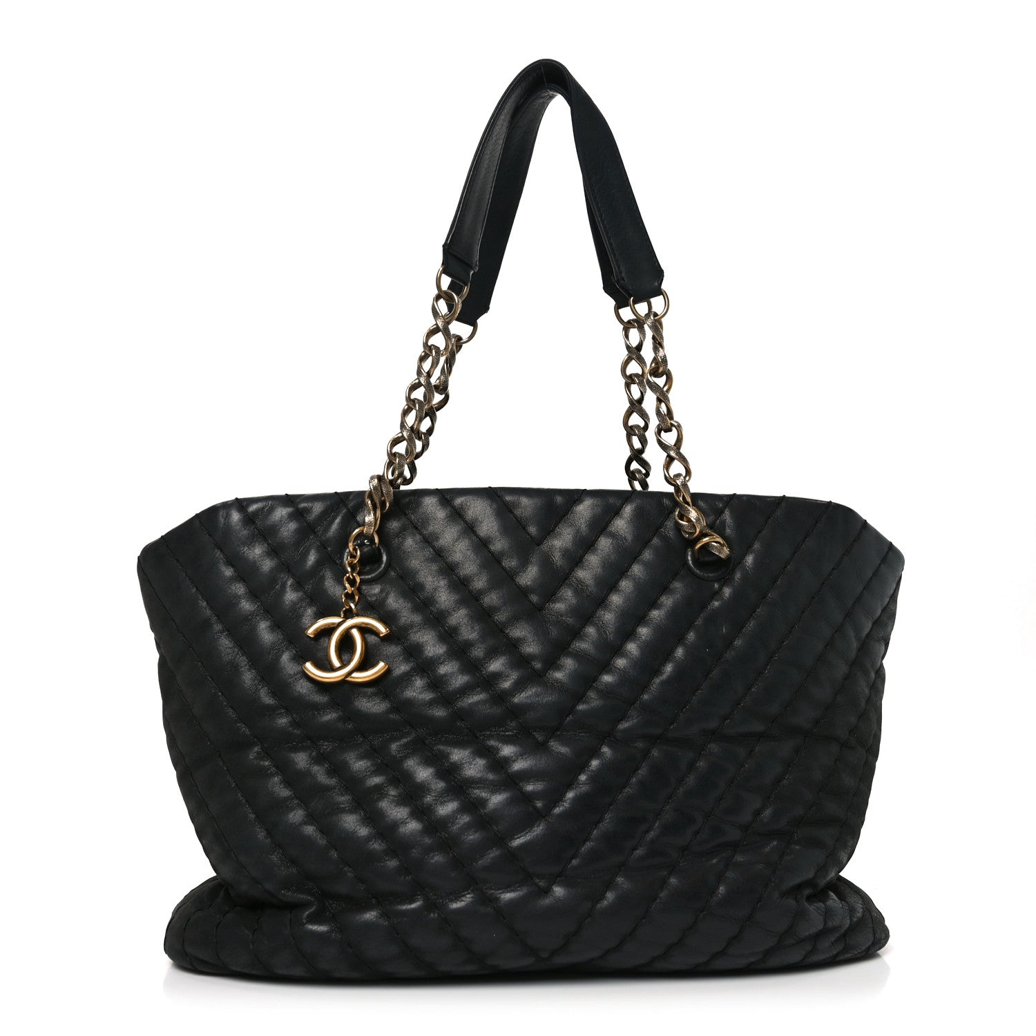 Chanel Calfskin Chevron Quilted Surpique Tote Black 1 of 10