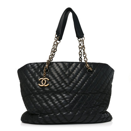 Chanel Calfskin Chevron Quilted Surpique Tote Black 1 of 10