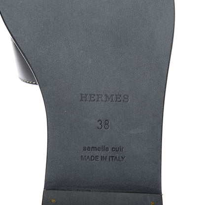 Hermes Box Calfskin Oran Sandals 38 Black 8 of 10
