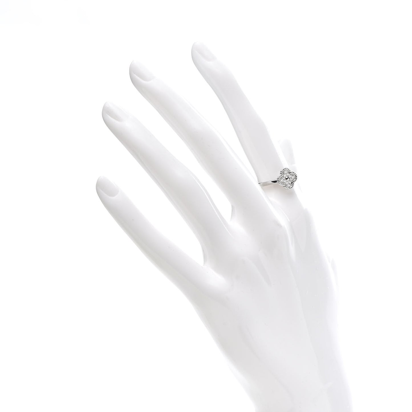18K White Gold Diamond Sweet Alhambra Ring 50 5.25
