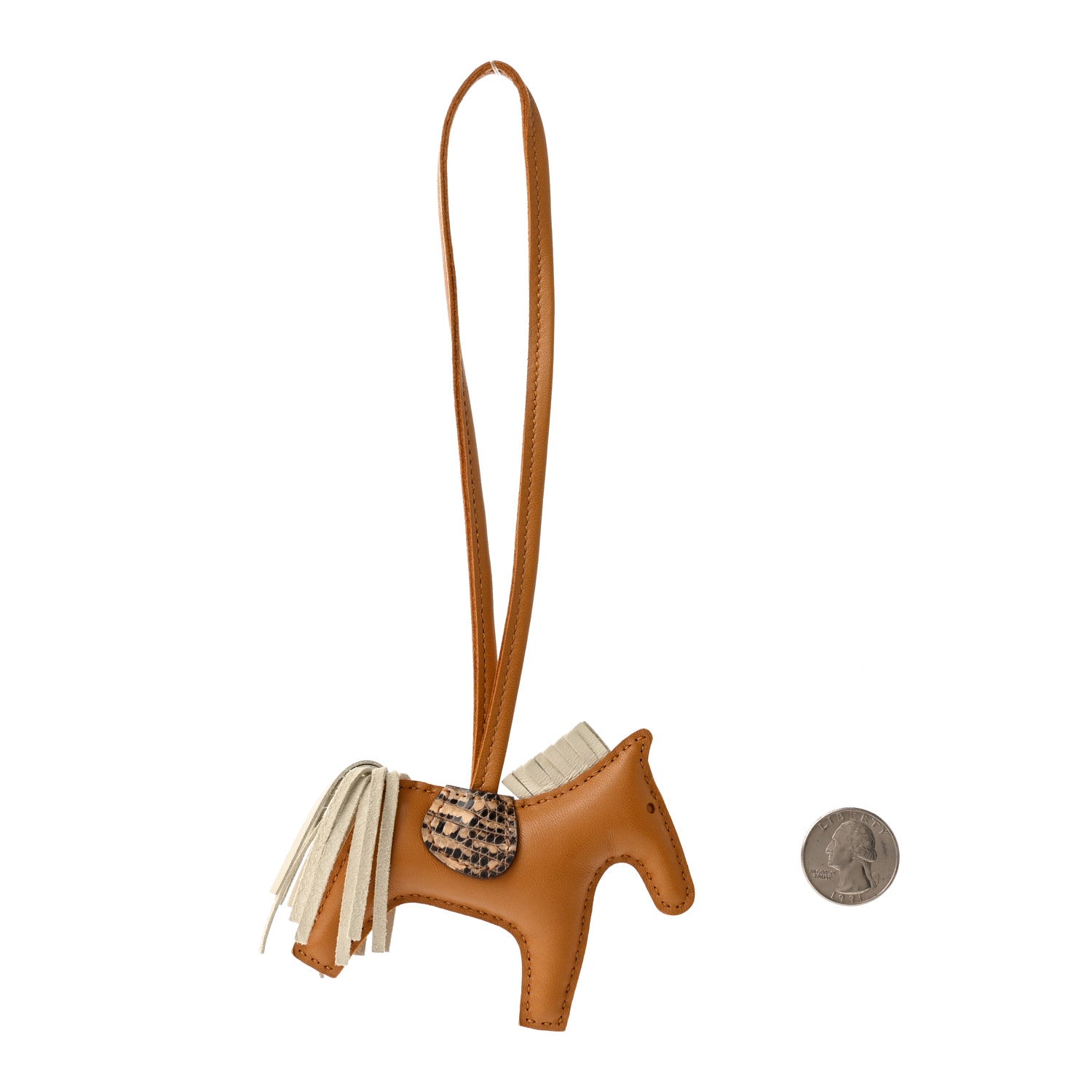 Hermes Milo Lambskin Lizard Touch Grigri Rodeo Horse Bag Charm PM Sesame Craie Desert 2 of 4
