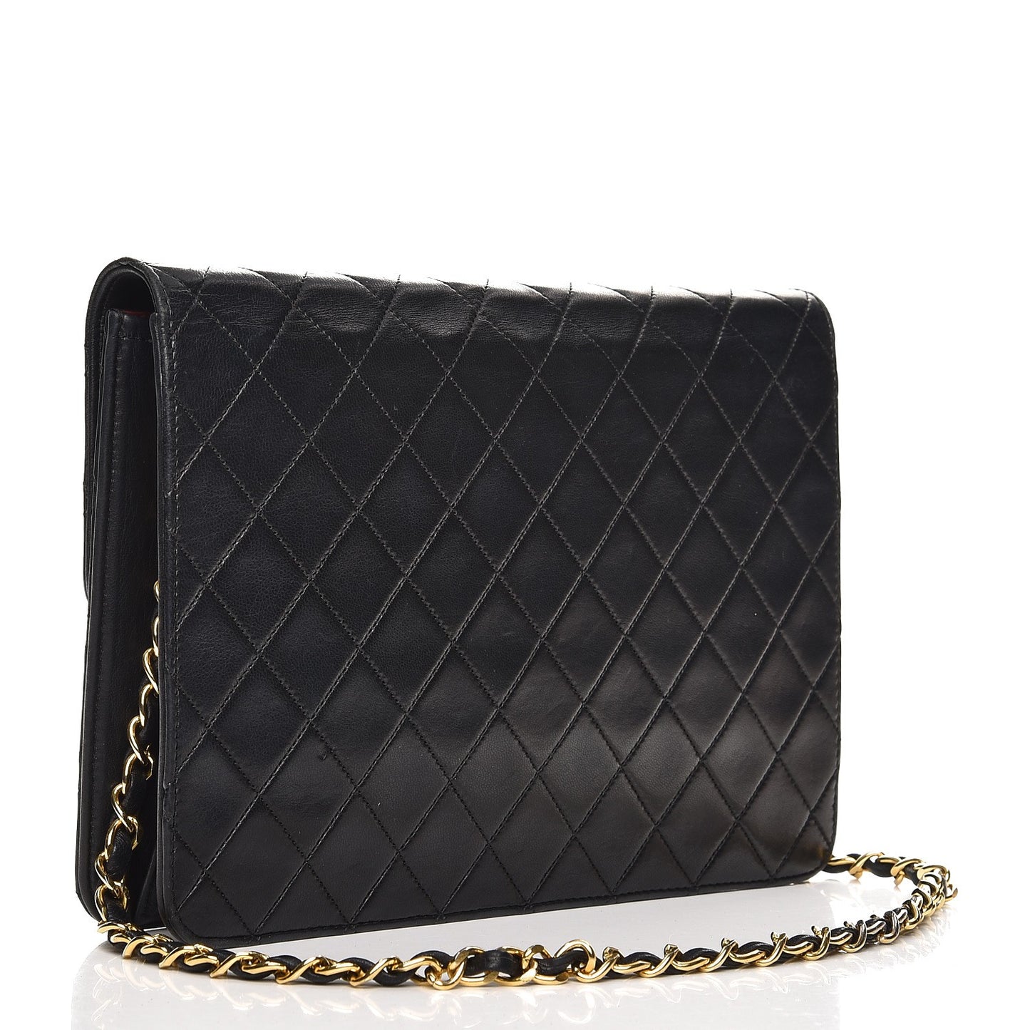 Lambskin Quilted Small Single Flap Black