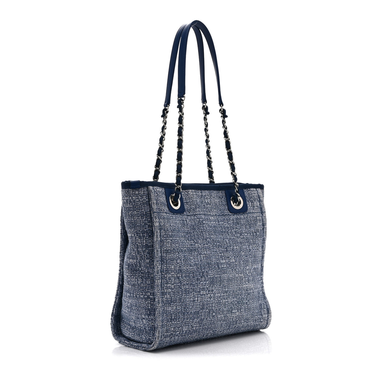 Woven Straw Raffia Mini Deauville Tote Blue