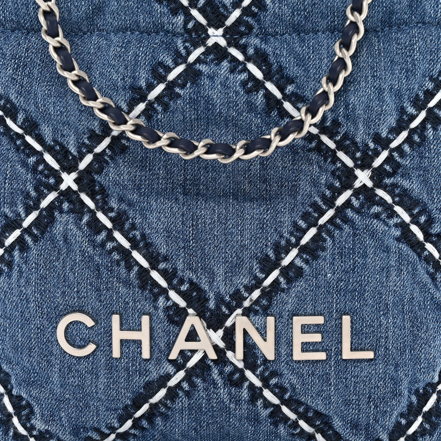 Chanel Denim Stitched Quilted Mini Chanel 22 Blue 8 of 10