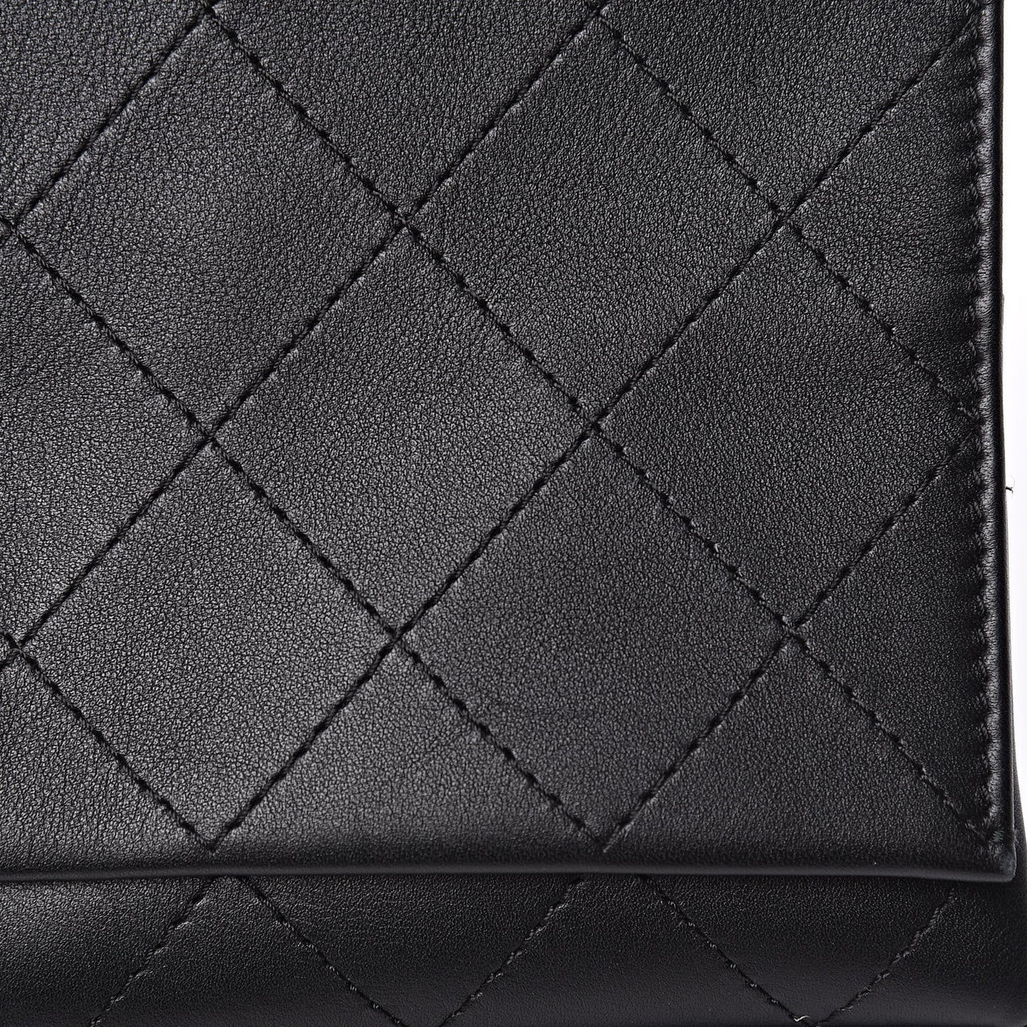 Calfskin Stitched Large Flap Black