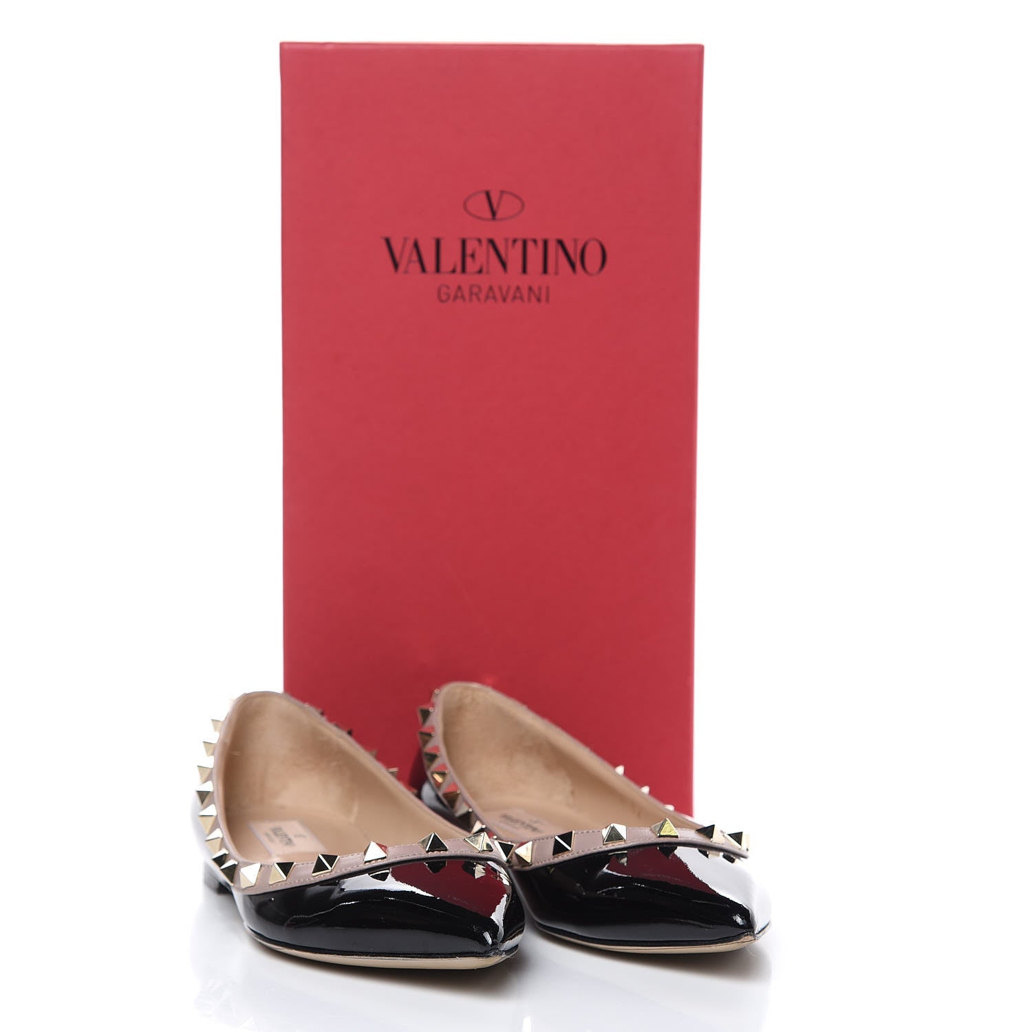 Valentino Garavani Patent Rockstud Ballerina Flats 36 Black Poudre 11 of 11