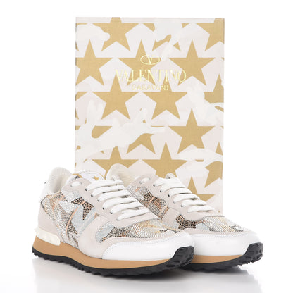Valentino Garavani Suede Crystal Camustars Womens Rockrunner Sneakers 35 Chalk White 8 of 8