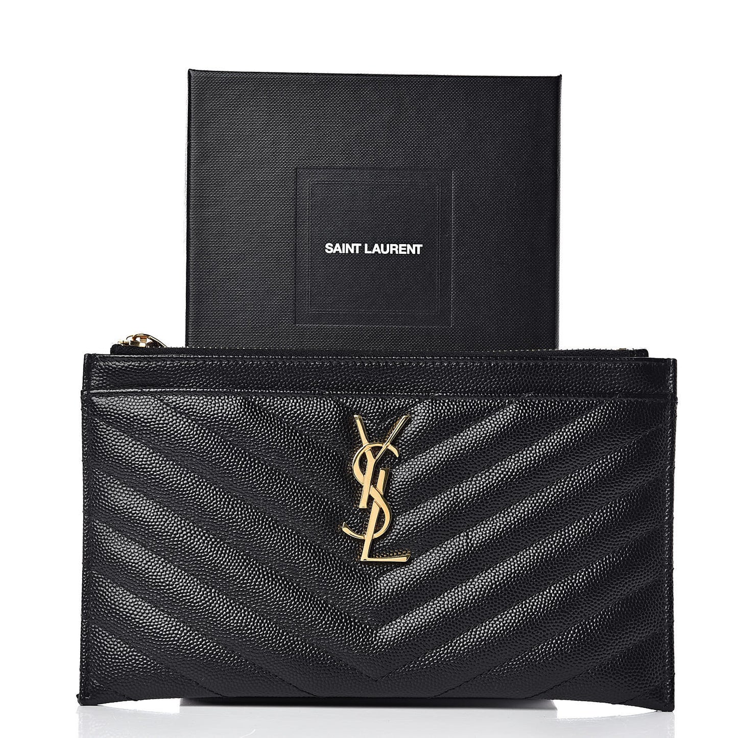 Grain De Poudre Chevron Monogram Bill Pouch Black