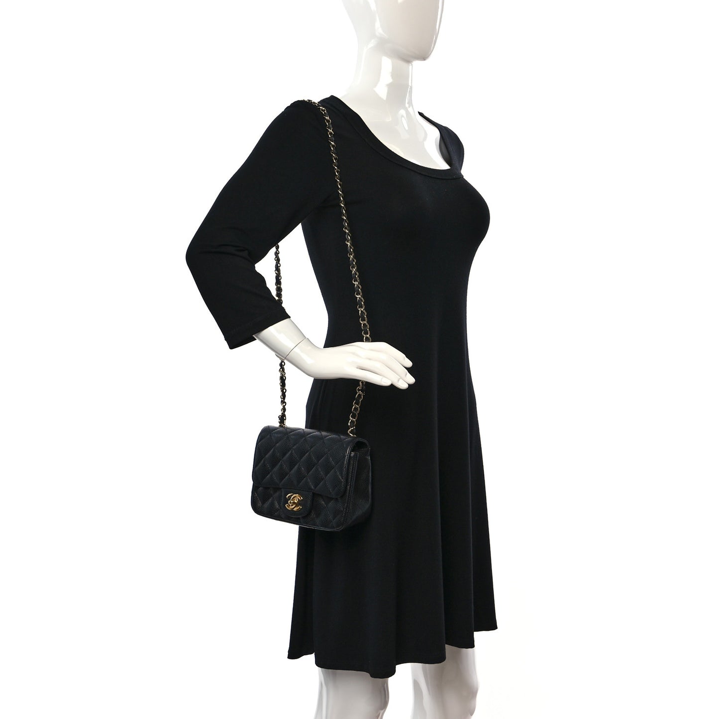 Caviar Quilted Mini Square Flap Black