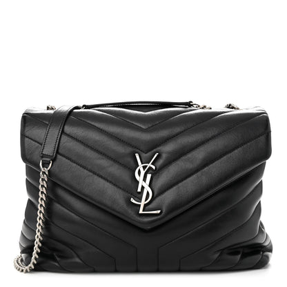 Saint Laurent Calfskin Y Quilted Monogram Medium Loulou Chain Satchel Black 1 of 22