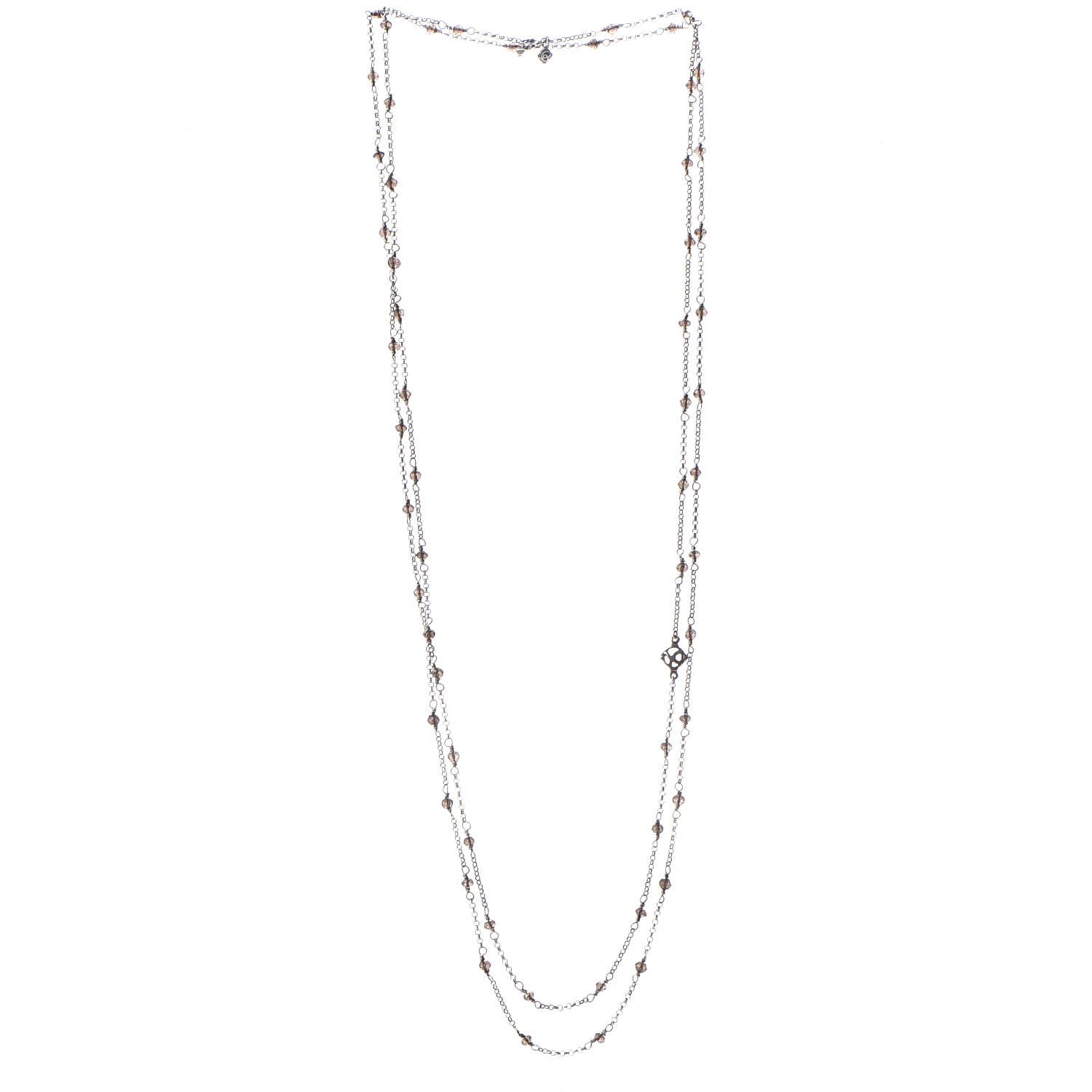 David Yurman Sterling Silver Smoky Quartz Station Chain Necklace 4 of 9