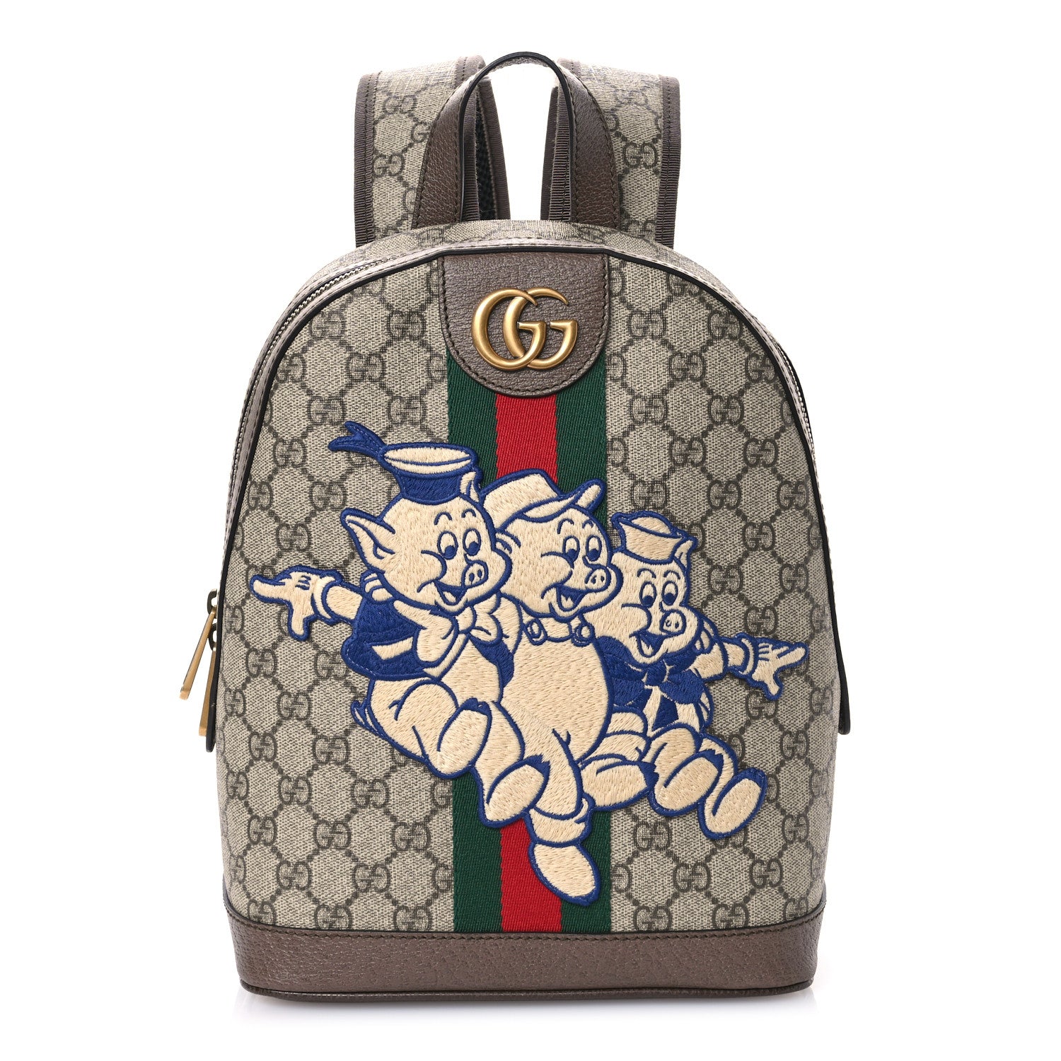 Gucci X DISNEY GG Supreme Monogram Web Three Little Pigs Ophidia Dome Backpack Beige New Acero 1 of 10