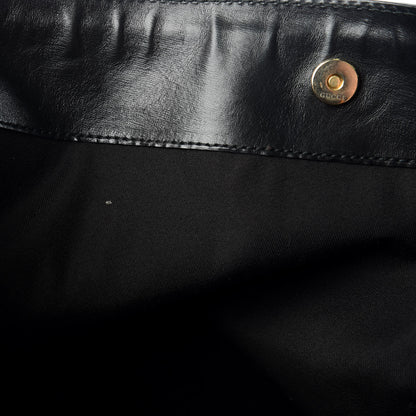 Gucci Denim Monogram Chain Bucket Tote Black 12 of 16