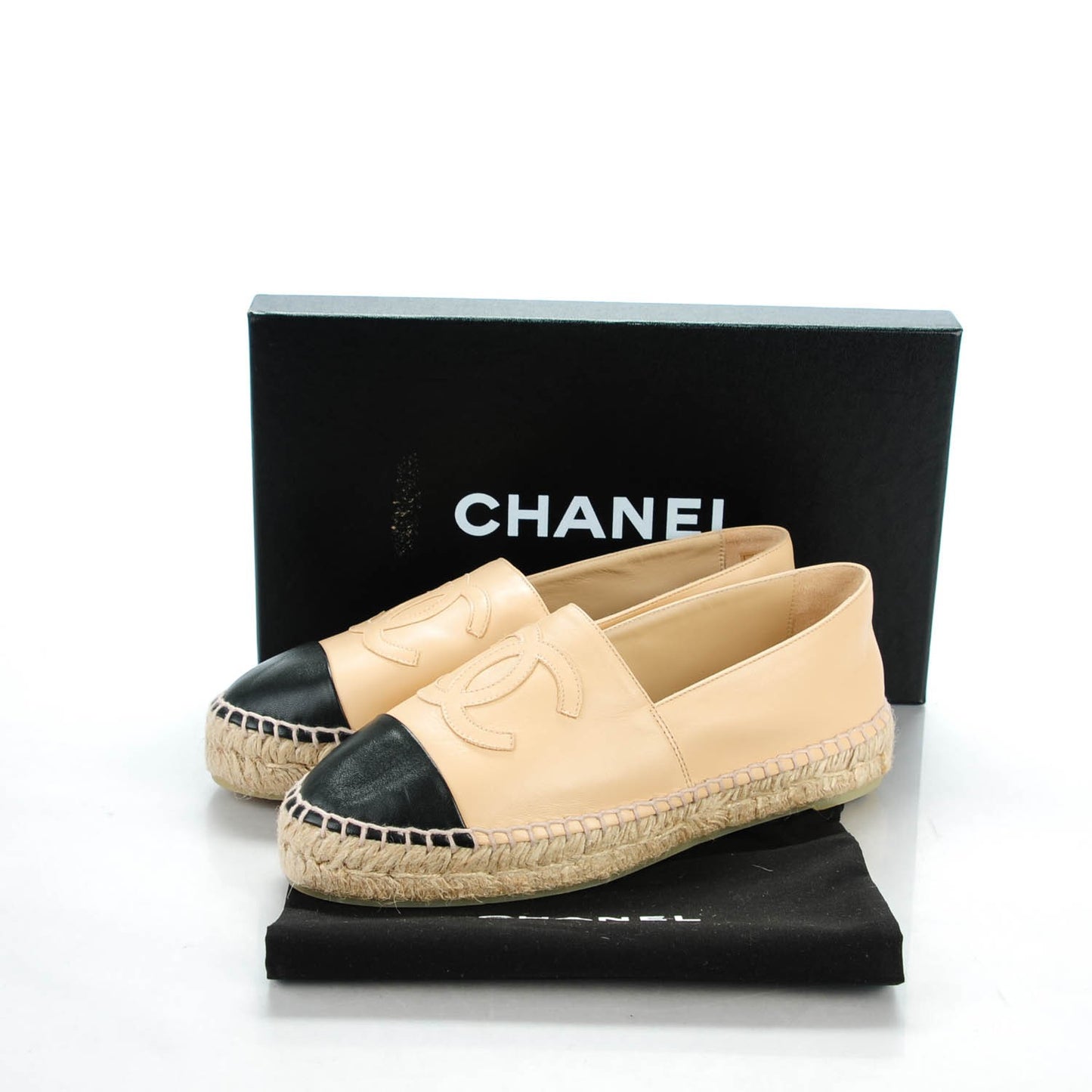 Lambskin CC Espadrilles 37 Beige Black
