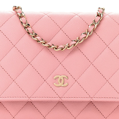 Chanel Caviar Quilted Wallet on Chain WOC Light Pink 9 of 11