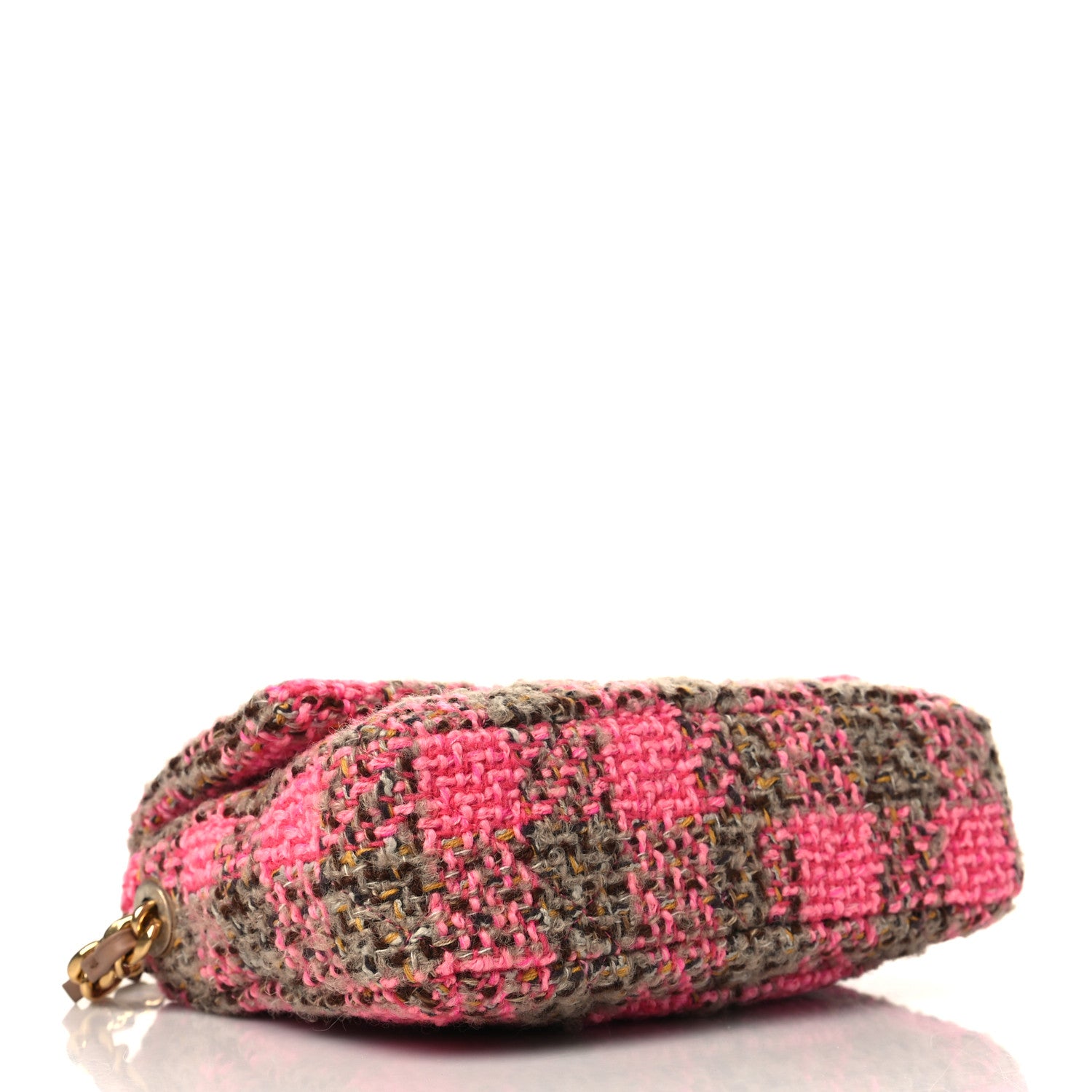 Chanel Wool Tweed Quilted Small Elegant Chain Flap Pink Brown 4 of 10