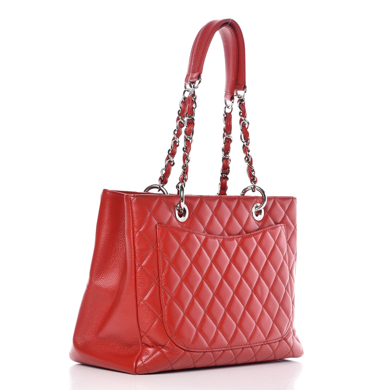 Chanel Caviar Quilted Grand Shopping Tote GST Red 3 of 17