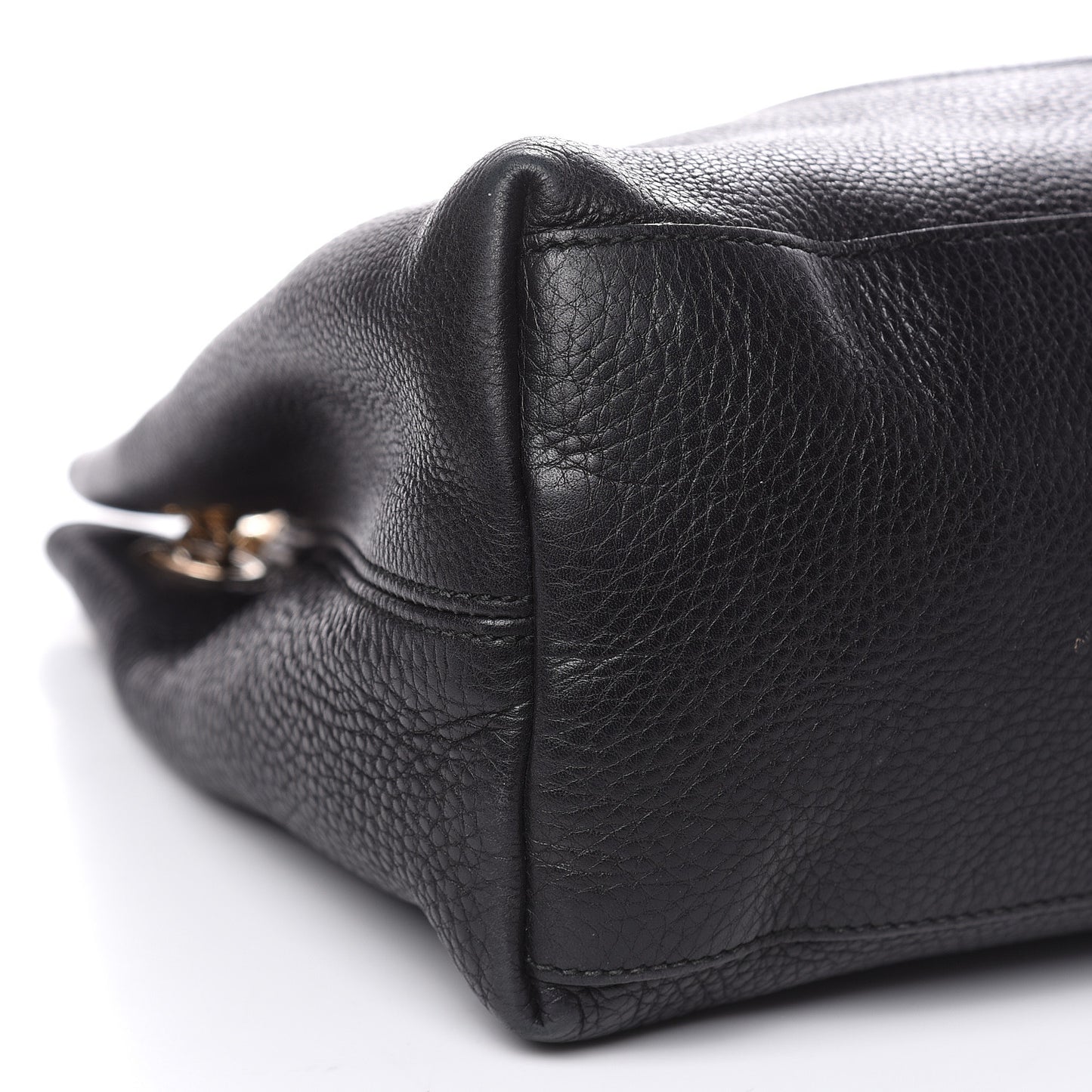 Pebbled Calfskin Medium Soho Chain Shoulder Bag Black
