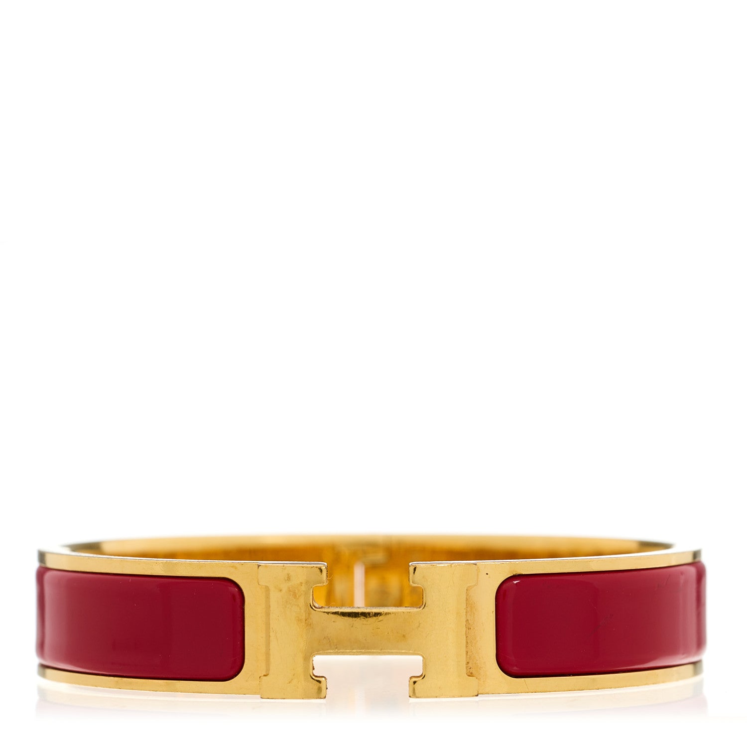 Hermes Enamel Narrow Clic Clac H Bracelet PM Rouge 1 of 3