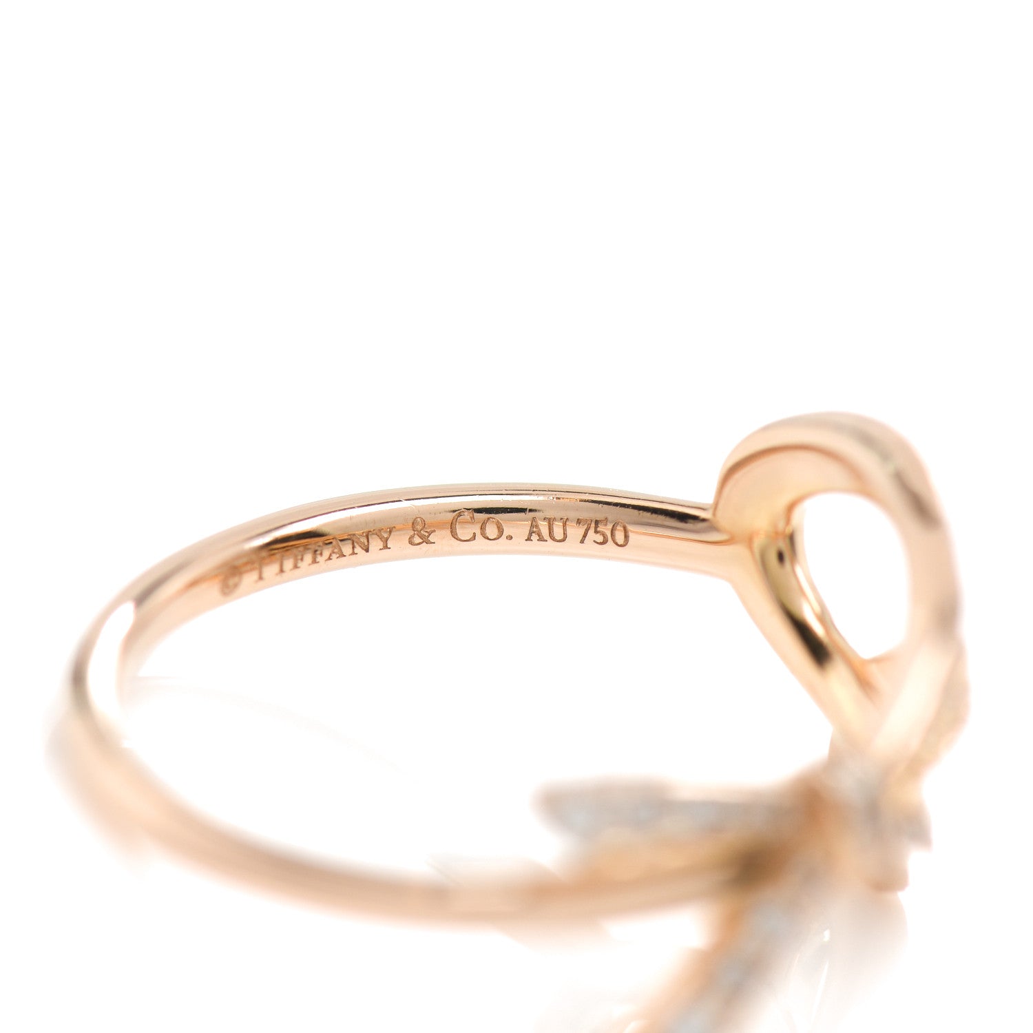 Tiffany 18K Rose Gold Diamond .40ct Bow Ring 54 6.75 5 of 5