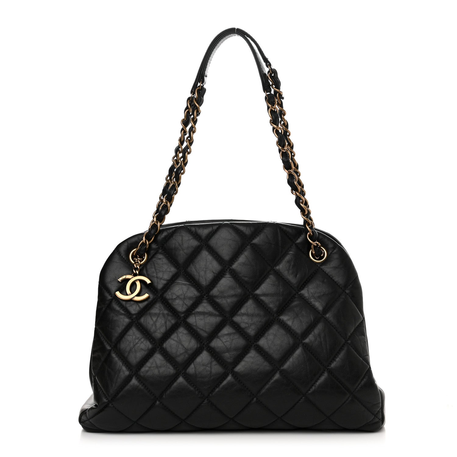 Chanel Aged Calfskin Large Just Mademoiselle Bowling Bag Black 1 of 12