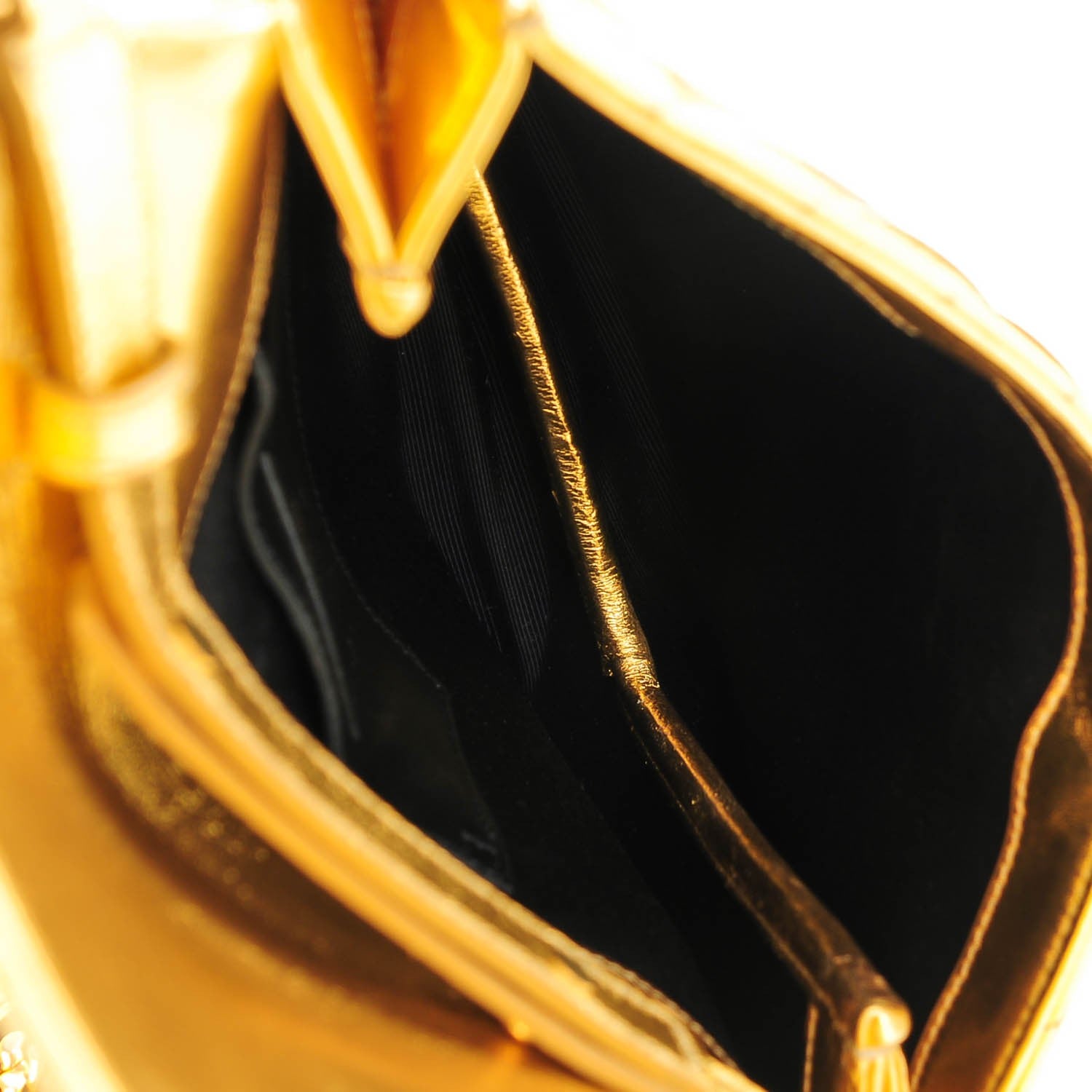Saint Laurent Metallic Lambskin Matelasse Chevron Medium Monogram Satchel Gold 5 of 8