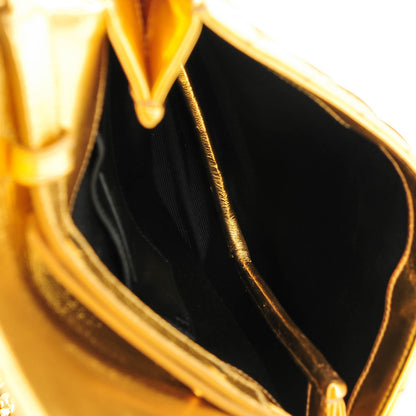 Saint Laurent Metallic Lambskin Matelasse Chevron Medium Monogram Satchel Gold 5 of 8