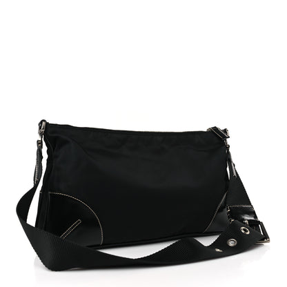 Prada Tessuto Light Nylon Soft Calf Shoulder Bag Black 3 of 9