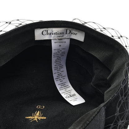 Christian Dior Cotton Canvas Arty Cap with Veil 58 Black 7 of 7