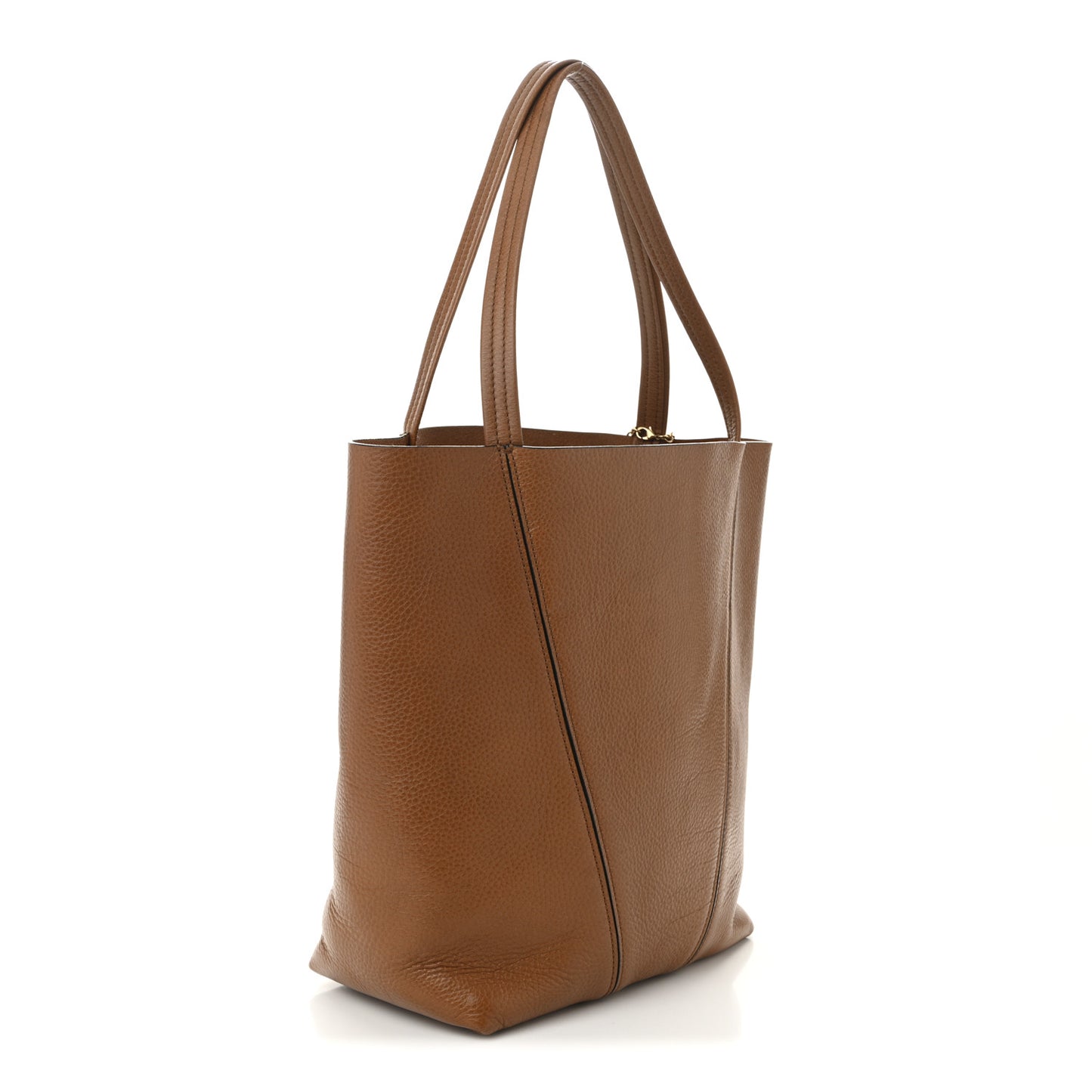 Grained Calfskin Medium Spin Tote Clay Brown