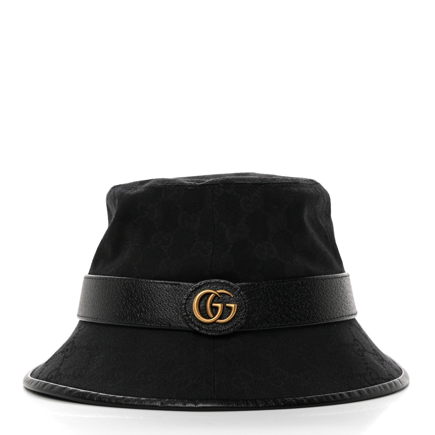 Gucci Monogram Textured Dollar Calfskin GG Jago Bucket Hat M Black 5 of 11
