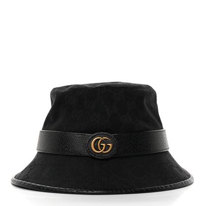 Gucci Monogram Textured Dollar Calfskin GG Jago Bucket Hat M Black 5 of 11