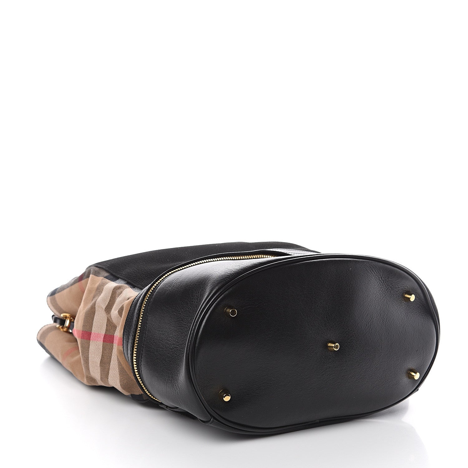 Burberry Nubuck Canvas Check Beckett Bucket Bag Black 3 of 8