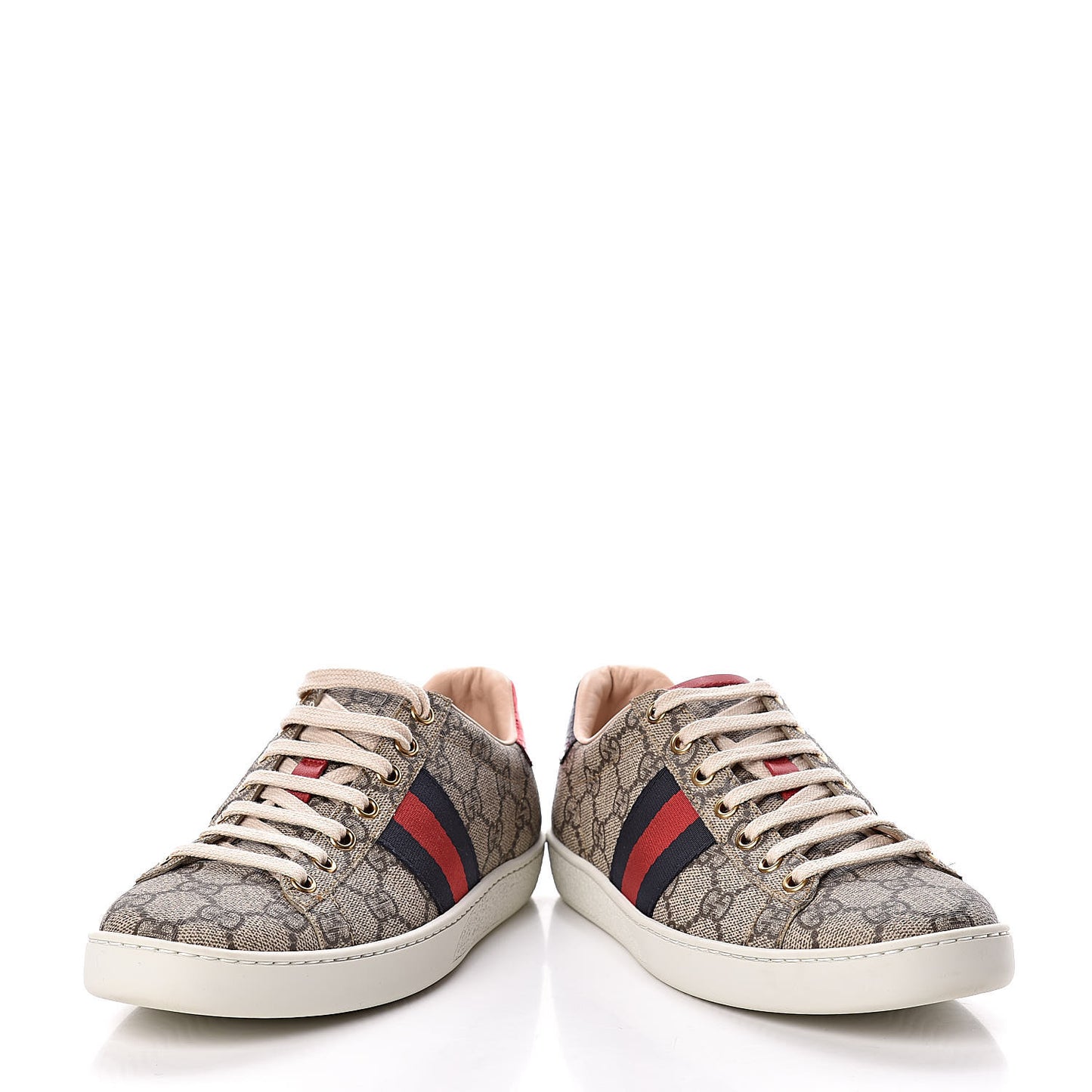 GG Supreme Monogram Womens Ace Low-Top Sneaker 37 Beige