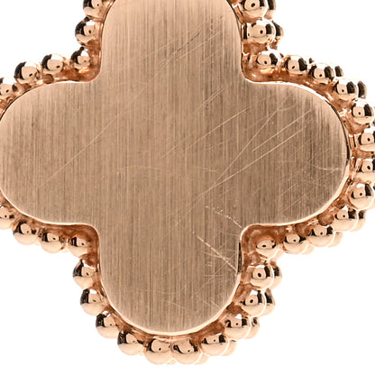 Van Cleef & Arpels 18K Rose Gold Diamond Silver Obsidian Vintage Alhambra Pendant Necklace 7 of 7