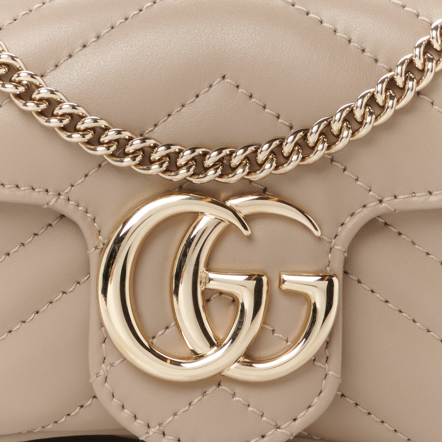 Gucci Calfskin Matelasse Super Mini GG Marmont Shoulder Bag Taupe 8 of 10