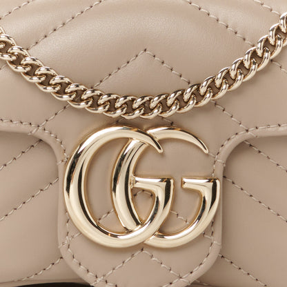 Gucci Calfskin Matelasse Super Mini GG Marmont Shoulder Bag Taupe 8 of 10