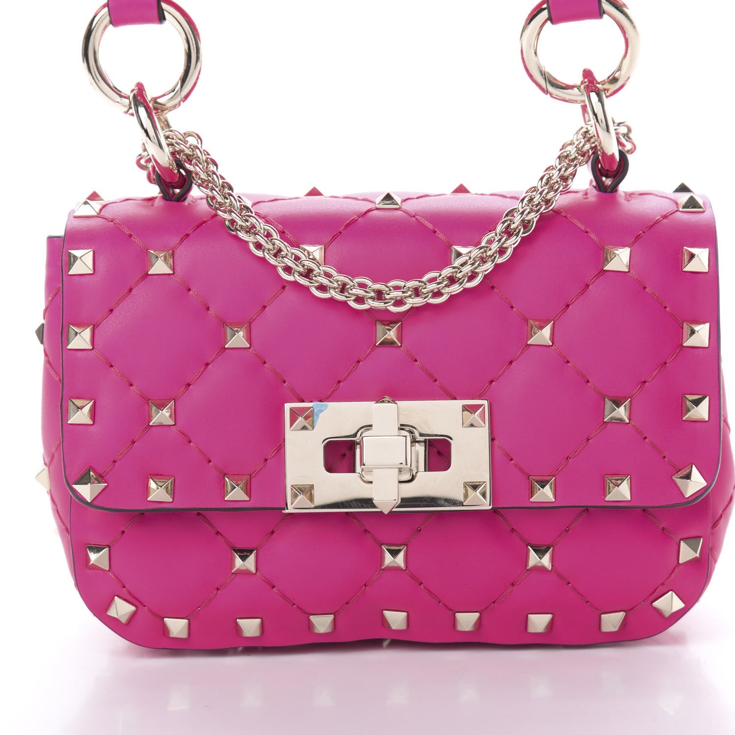 Calfskin Micro Rockstud Spike Shoulder Bag Azalea