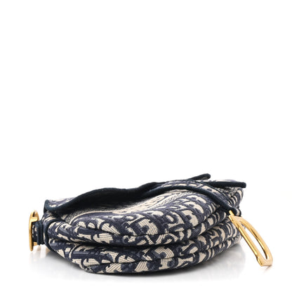 Christian Dior Oblique Embroidered Saddle Bag Blue 4 of 13