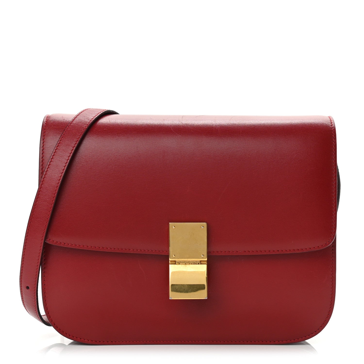 Celine Box Calfskin Medium Classic Box Flap Bag Red 1 of 11