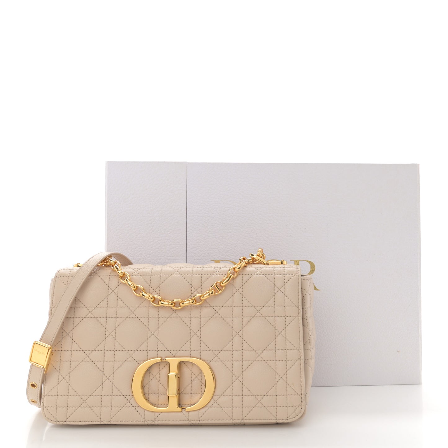 Supple Calfskin Cannage Medium Caro Bag Beige