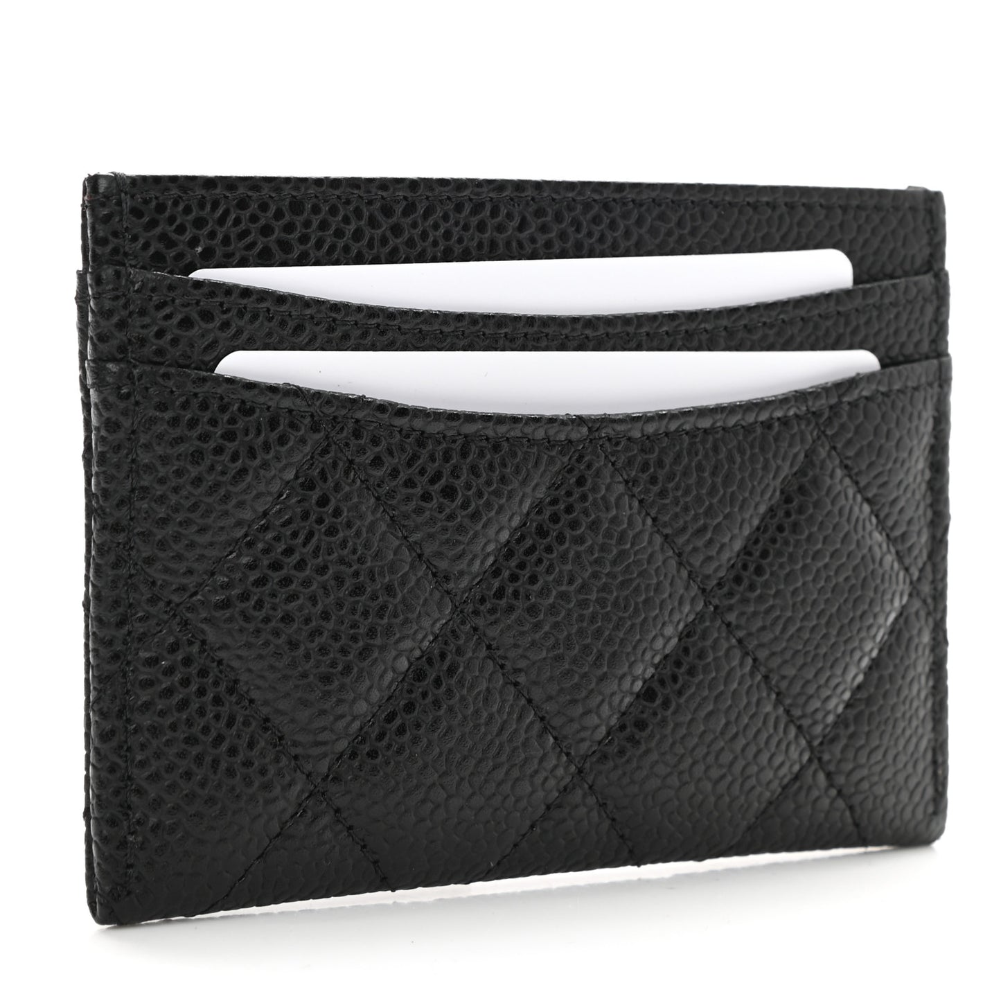 Caviar Quilted Card Holder Black