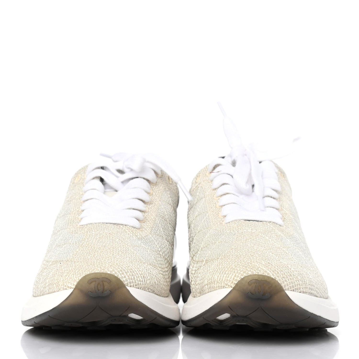 Chanel Fabric Logo Sneakers 39 Beige 2 of 4