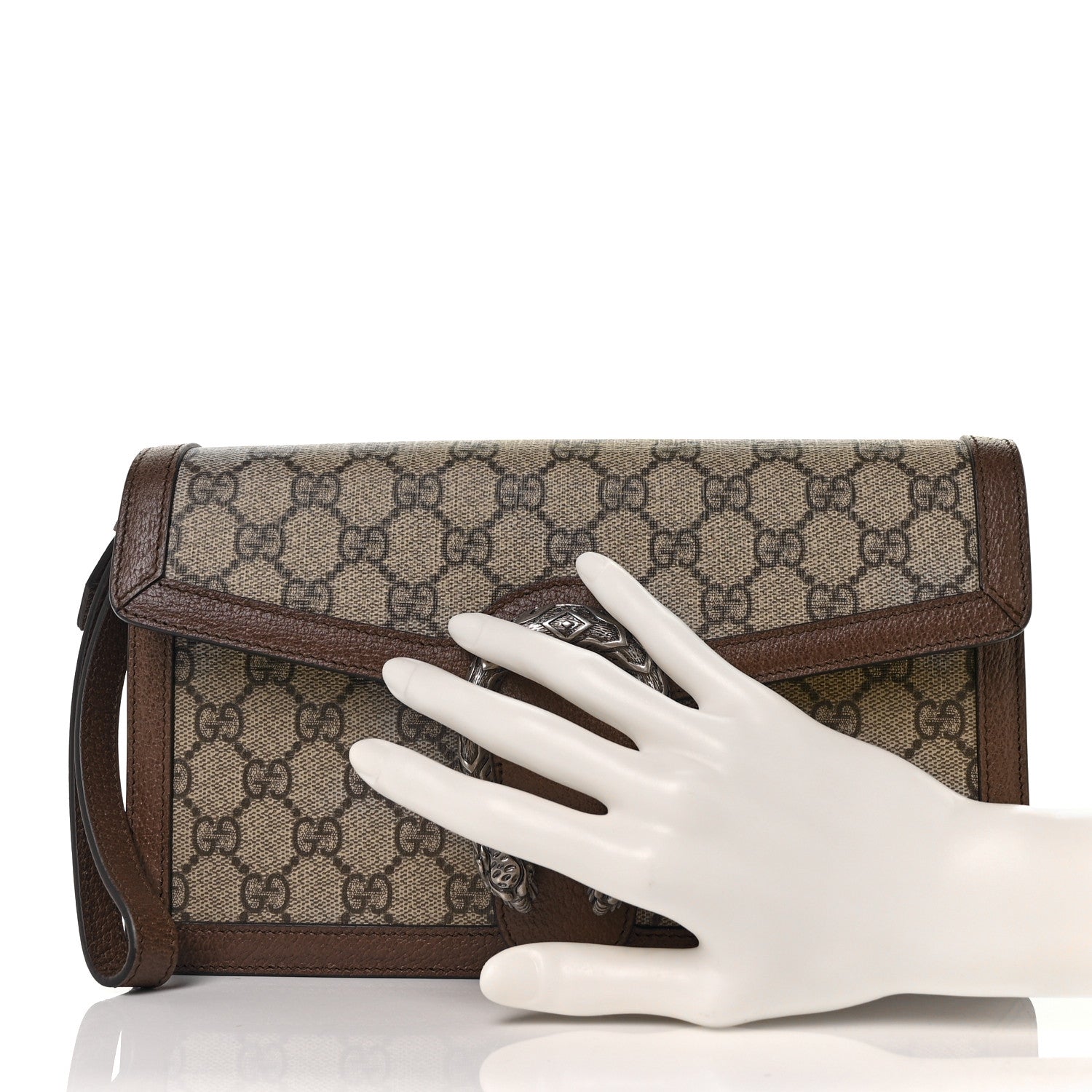 Gucci GG Supreme Monogram Dionysus Clutch Wristlet Beige New Acero 2 of 9